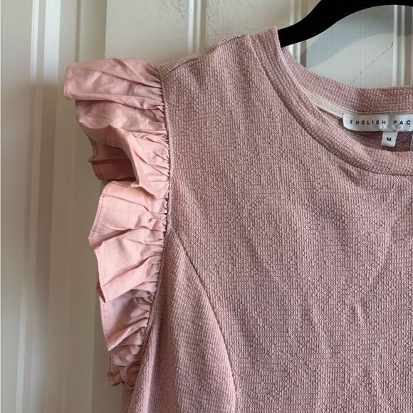 English Factory Flutter Sleeve Poplin Dress Blush Pink with pockets - Picture 7 of 13